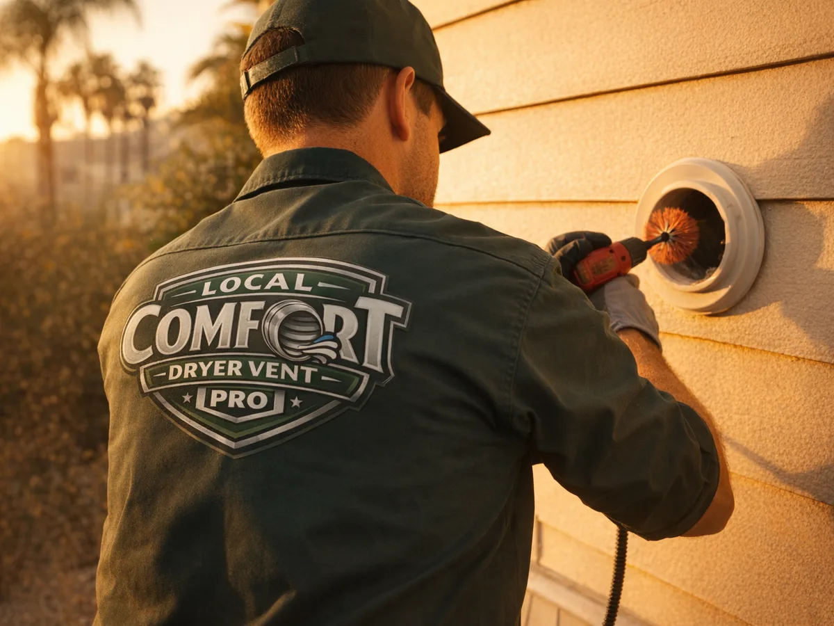 dryer vent cleaning technician on the job in Martinez, CA